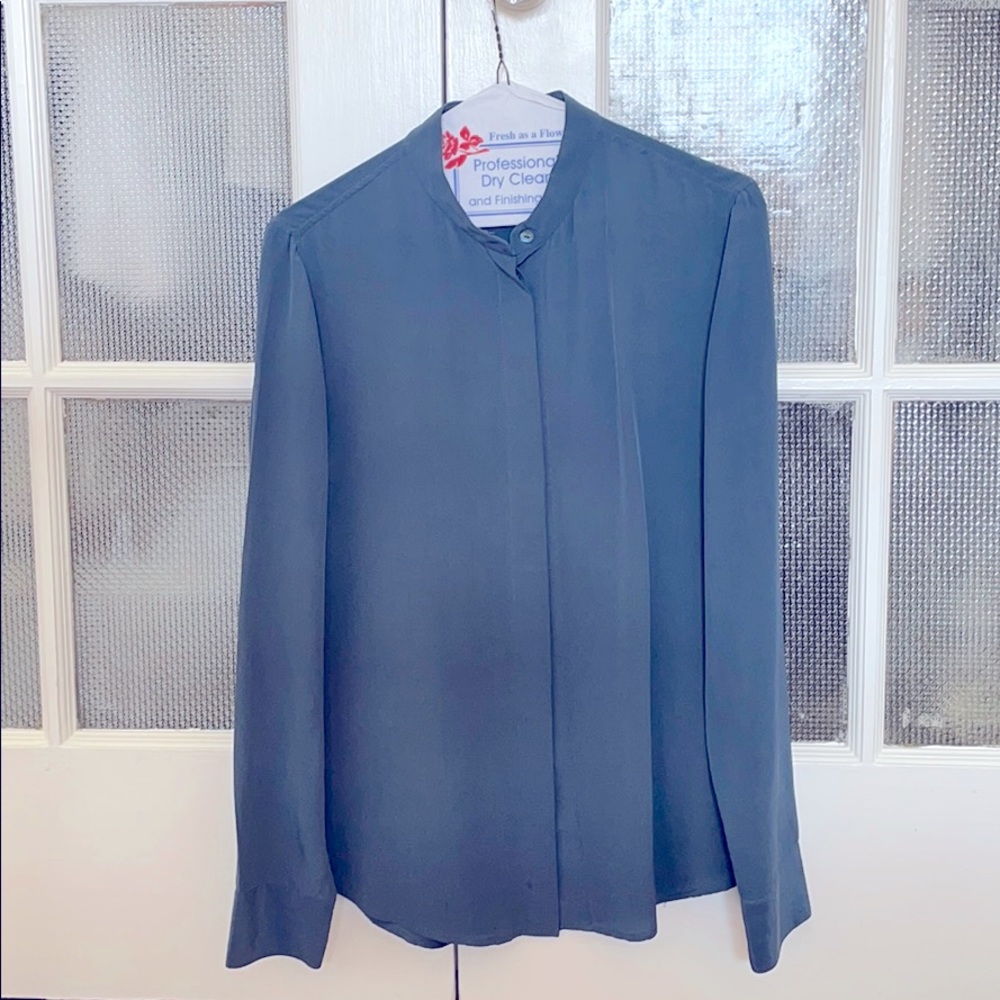 Everlane silk blouse - blue - small